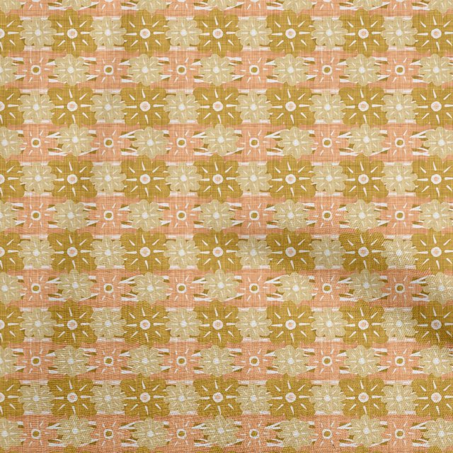 oneOone Polyester Spandex Gamboge Yellow Fabric Floral Sewing Craft Projects Fabric Prints By Yard 56 Inch Wide
