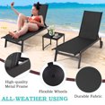 thumbnail image 4 of Yoleny Chaise Longue de Patio avec Roues, Ensemble de 2 Chaises Longues d'Extérieur avec Dossier Réglable, Chaises Longues de Piscine en Textilène Imperméable avec Table d'Appoint pour Patio, Bord de Piscine, Terrasse, Noir, 4 of 7
