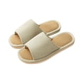 thumbnail image 1 of Xfvqtps Men House Slippers Linen Flax Insole Memory Foam Soft Sole Non Slip Slide Bedroom Indoor Slippers Beige, 1 of 5