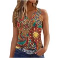 thumbnail image 1 of Birdeem Womens Tank Summer Printed Buttons Sleeveless V-Neck Casual Blouse Button Tunic Tops, 1 of 1