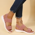 thumbnail image 4 of Dvkptbk Women's Comfy Platform Wedge Hook&Loop Adjustable Strappy Flower Black Sandals -Rhinestone Rivets Ladies Indoors Or Outdoors Comfortable Brown Slides For Women - Summer, 4 of 7