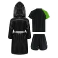 thumbnail image 1 of TiaoBug Kids Boys Boxing Uniform Set 3 Pcs Long Sleeve Open Front Hooded Cloak Robe with T-shirt and Shorts Green 16, 1 of 4