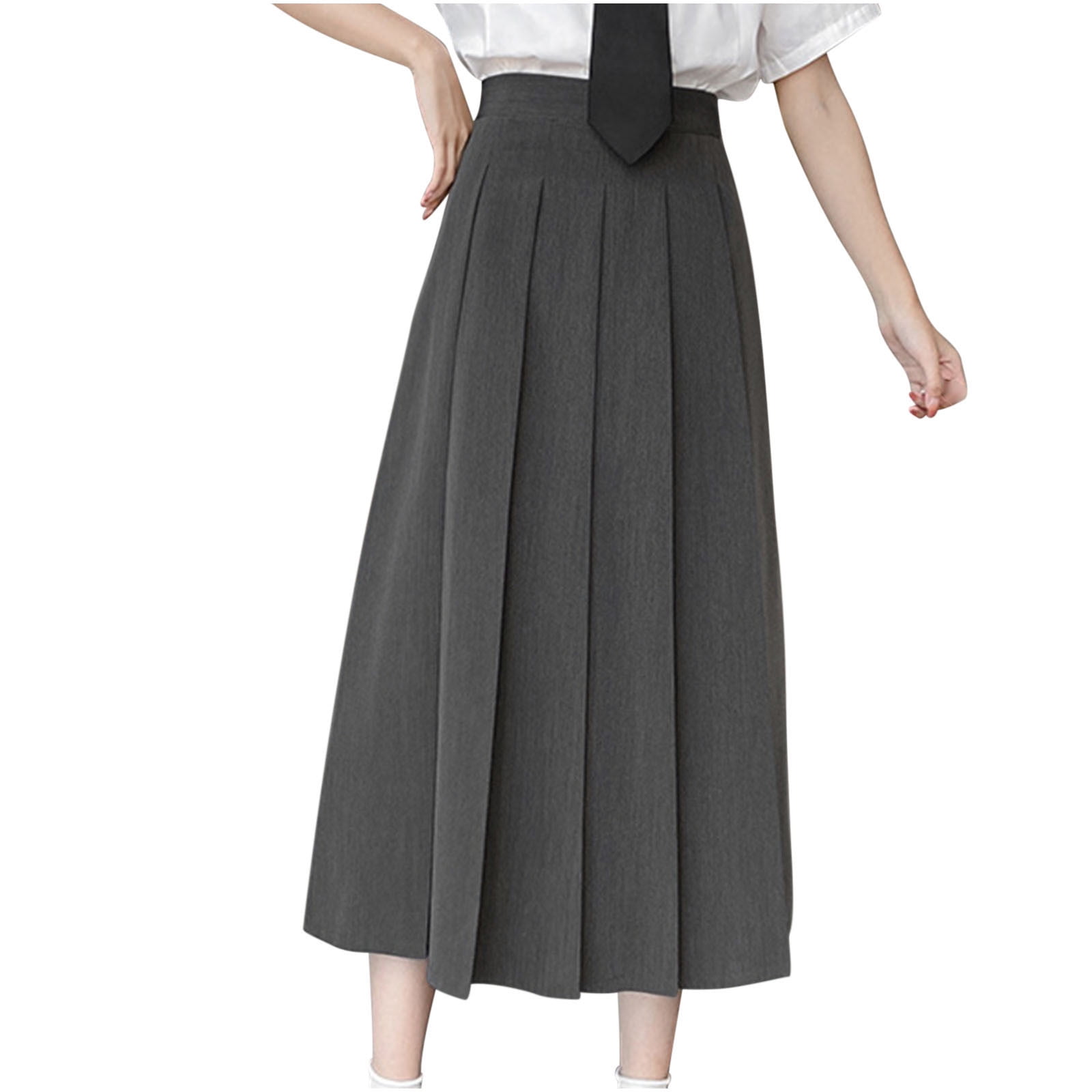Mrat Maxi Skirts for Ladies Fashion Women Pleated A-Line Skirt