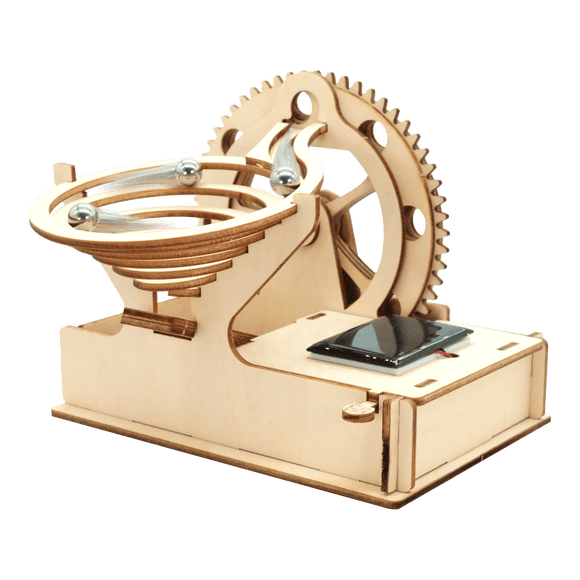 Flip Toys Solar Powered Wooden Marble Run – Spiral, STEM Toy Kit for ages 8 & Above