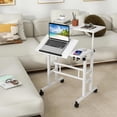 thumbnail image 4 of Ourlova Black 1 Set Wooden Adjustable Height Mobile Foldable Computer Desk Standing Workstation Bedside Writing Table Small Single Desk, 4 of 6