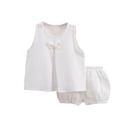 thumbnail image 2 of YUTK Girls 2 Piece Outfits Sweatsuit,Solid Color Gauze Set Double-Layer Breathable Two-Piece Set Bow Top and Pants Set Round Neck Set Sale White, 2 of 3