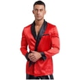 thumbnail image 3 of Miaeowve Men Short Satin Smoking Jacket Robe Lightweight Dinner Jacket Cigar Jacket House Kimono Bathrobe Red L, 3 of 7