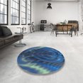 thumbnail image 4 of Ahgly Company Machine Washable Indoor Round Transitional Blue Ivy Blue Area Rugs, 5' Round, 4 of 7