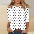 thumbnail image 2 of Lenpel T-Shirts pour Femmes Grande Taille Décontractés à Manches 3/4 Col Ras du Cou Imprimés Tee Hauts Tuniques de Printemps Été, 2 of 5