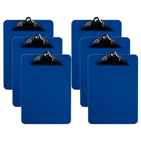 Bloc-notes en plastique Davis Group, pince à ressort, Bleu, ensemble de 6