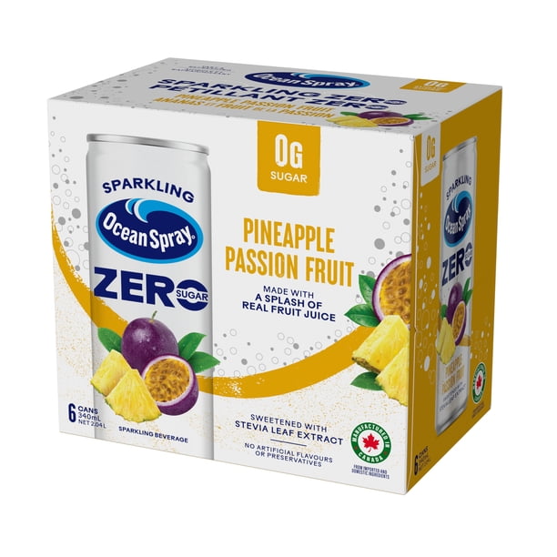Ocean Spray Sparkling Pineapple Passion Fruit Zero Sugar 6x340ml