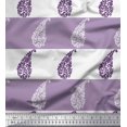 thumbnail image 1 of Soimoi Tissu Poly Georgette Violet Rayé & Paisley Imprimé au Mètre 52 Pouces de Large, 1 of 3