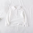 thumbnail image 1 of RXIRUCGD Chemises à Manches Longues Unies pour Filles, Jolis Chandails Ras du Cou, Hauts à Col à Revers, Blouses Décontractées, Vêtements ( Blanc, Taille : 4 Ans ), 1 of 5