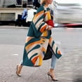 thumbnail image 1 of Babysbule Manteaux pour Femmes Liquidation Mode Femmes Veste Imprimée à Poches Manteau Cardigan Pardessus Long Trench, 1 of 4