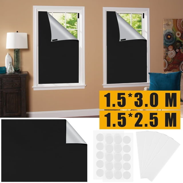 Store Occultant Portable Rideaux Occultants Réutilisables Intimité Protéger Autocollant Rideau Bloquant la Lumière pour Voyage 118x59po