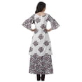 thumbnail image 2 of Moomaya Printed High Low Crop Top Kurti Palazzo Set Ethnic Indian Clothing Set For Womens, 2 of 8
