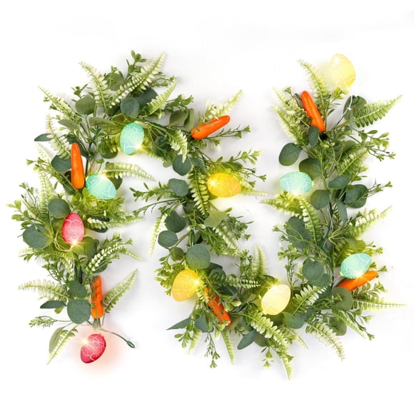 Tyidzon Easter Garland Easter Eggs Flowers Garland Decor, Spring Artificial Flowers Floral Decorations for Fireplace, Mantle, Table & Indoor Home Decor