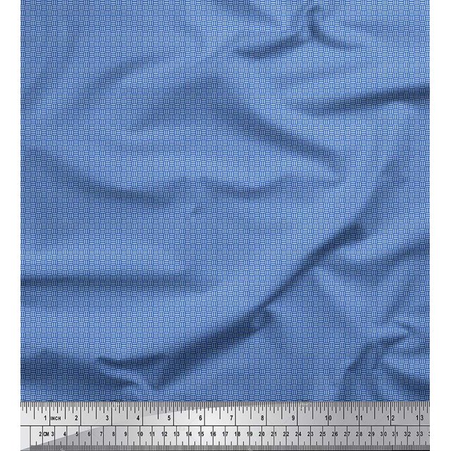 Soimoi Silk Fabric Basketweave Small Print Sewing Fabric Yard 42 Inch Wide