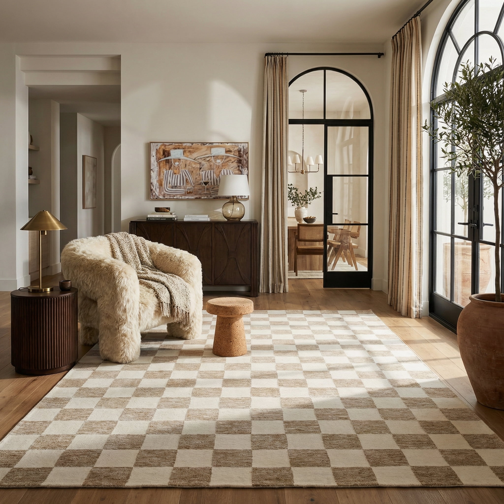 Rug Branch Tapis d'intérieur touffeté à la main moderne à carreaux Maya