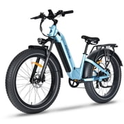 Oiios Dyno Electric Bike Fat Tire All Terrain for Adults - UL Certified 750W 26 in 125 km Range - Hydraulic Brakes Turn Signals LED Lights - Aqua Blue