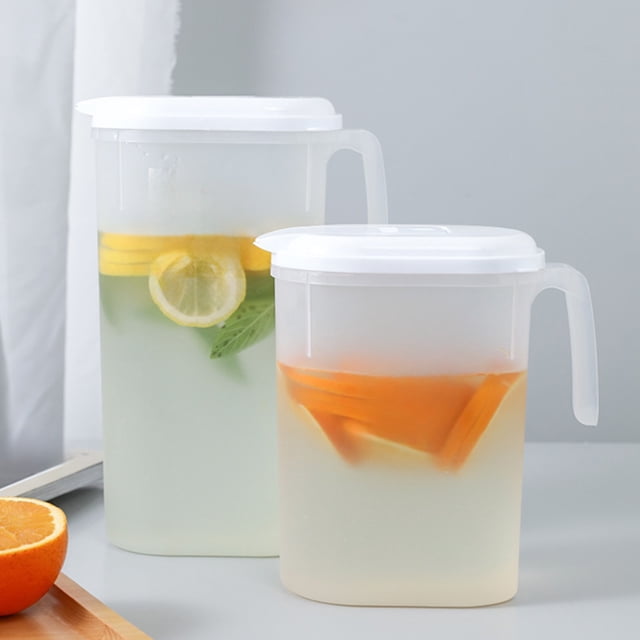 Cagogo under $5 2Pcs Cold Water Pitcher, Large Capacity Cold Water Pitcher, Plastic Beverage Dispenser Summer Heat Resistant Fruit Tea Infuser, Ice Water Cooler Pitcher With Filter