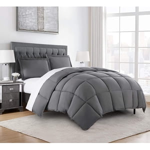 Chezmoi Collection 3-Piece Down Alternative Comforter Set (King, Gray)