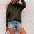 thumbnail image 4 of RKSTN Chandails pour Femmes Mode Couleur Unie Décontracté Col Rond Manches Longues T-Shirt Ample Blouse Hauts Chandail Chandails d'Automne, 4 of 5