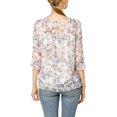 thumbnail image 3 of INSPIRE CHIC Women's Tops 3/4 Sleeves Ruffle Hem Floral Chiffon Shirt Blouses White-Pink Floral XS, 3 of 7