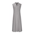thumbnail image 4 of Amzcrzy Robes pour Femmes Couleur Unie Sans Manches Robes de Printemps Col en V à Boutons Robe d'Été Confortable Robe en Coton et Lin Tendance Col Rabattu Robes Maxi, 4 of 6