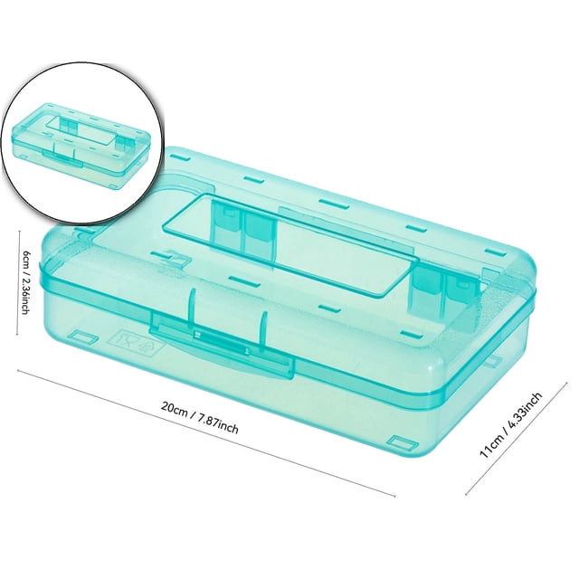 Dvruxg Plastic Cosmetics Case, Large Capacity Box, Hard Crayon Box Storage with Snap-Tight Lid for Office Supplies(Light Green)