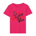 thumbnail image 4 of Pisexur T-shirt de la Saint-Valentin pour Femmes, Imprimé Amour, Manches Courtes, Col Rond, 4 of 5