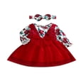 thumbnail image 1 of Girls Sets Long Sleeve Floral Mesh Patchwork Dress Headband, 1 of 6