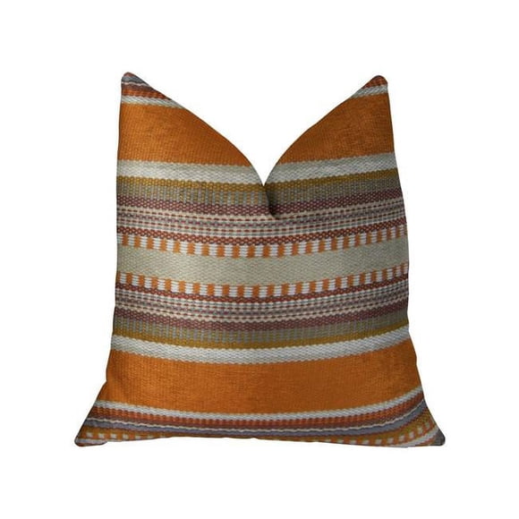 Plutus PBRAZ314-2030-DP South Shore Ambre Orange Olive et Crème Oreiller de Luxe Fait à la Main, 20 x 30 Po Queen