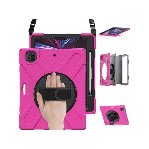 For iPad Air 13 inch 2025 M3 2024 M2, iPad Pro 12.9 inch 2022 2021 2020 2018 Shockproof Cover with Pencil Holder Stand /Shoulder Strap For iPad Air 13" 2025 2024, iPad Pro 12.9 6th 5th 4th 3rd Gen