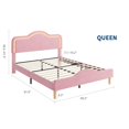 thumbnail image 3 of GloryStar LED Princess Bed Frame, Velvet Upholstered Kids/Girls Platform Bed with Adjustable Lighted Headboard & Footboard, Wooden Slats, No Box Spring Required, 3 of 9