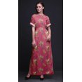 thumbnail image 4 of Bimba Rayon Black Berry & Yellow Sparrow Bird Womens Printed Side Slit SummerDressLong Maxi Gown-Small, 4 of 6