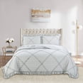 thumbnail image 2 of Marina Decoration Lush Ruffled Textured Shabby Chic Stitching Coverlet Bedspread Ultra Soft Solid Summer Embroidered Quilt Set with Quilted Shams, Grey Color, 2 of 6
