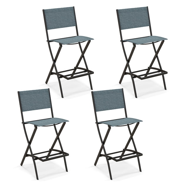 Topbuy Tabourets de Bar d'Extérieur Pliants - Ensemble de 4, Bleu