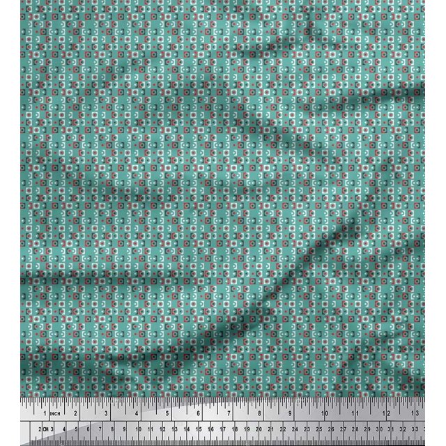 Soimoi Crepe Silk Fabric Geometric Small Printed Fabric 1 Yard 42 Inch Wide