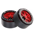 thumbnail image 2 of Zootealy Metallic Wheel Hub Rings Set for DRM127BR 2.2-Inch Climbing Car - Black and Red Color Combination, Durable Aluminum Alloy Material, 8 Circular Holes Design, 4-Piece Pack, 2 of 6