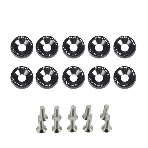 maskred 10 Pieces Car Screws Washers Assortment Set Vehicle Bolts Decorative Washer Kit Automotive Automobile Spare Parts Red Black