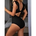thumbnail image 4 of Charmo Ruffled One Piece Swimsuit for Women High Cut Bathing Suits Backless Monokini Swimwear, 4 of 5