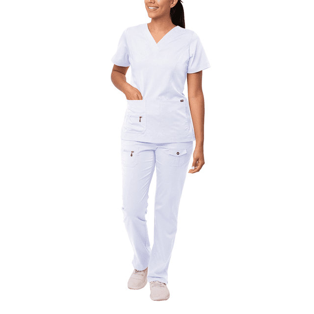 Adar Pro Breakthrough Plus Scrub Set For Women - Enhanced V-Neck Top & Multi Pocket Pants - Petite / Tall