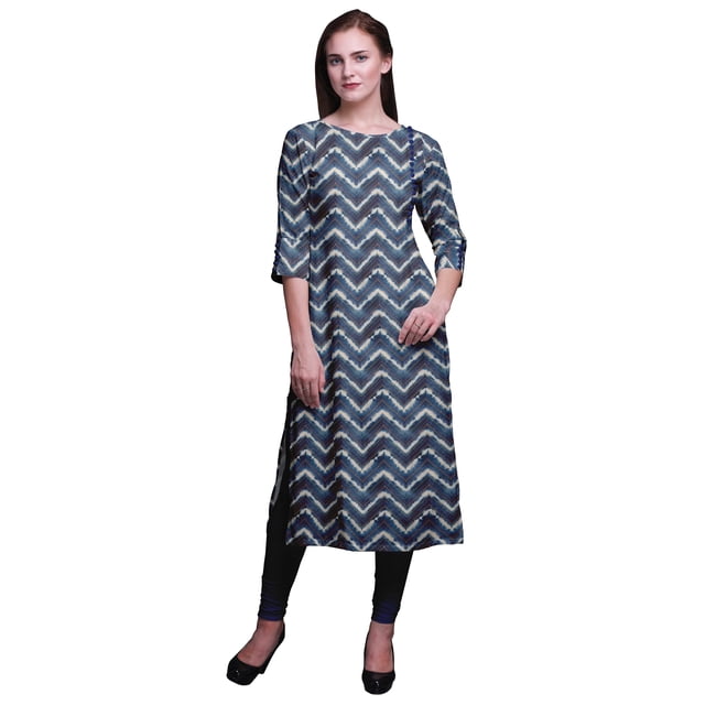 Bimba Kurti Imprimée à Manches 3/4 Tenue d'Été Kurta Tunique Droite pour Femmes