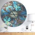 thumbnail image 3 of Designart 'Fractal Blue Flowers ' Modern wall clock, 3 of 4