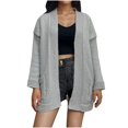 thumbnail image 2 of RXIRUCGD Blouse à Manches Longues Col en V pour Femmes Rayée Ample Assortie, Gris, Taille : L, 2 of 4