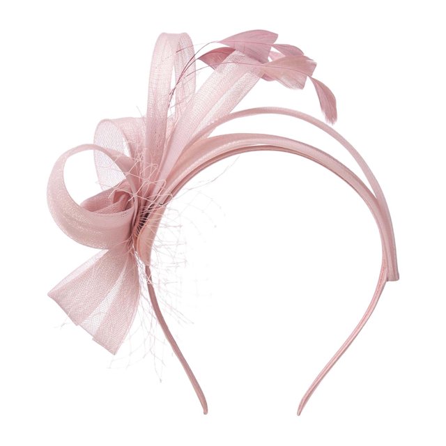XASZHN Knot Headband for Commute Versatile Bridal Feather Hair Accessory with Bow Pink_001 One Size
