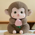thumbnail image 2 of Monkey Plush Toy Holding Peach, Realistic Stuffed Animal with Soft Material, Kids’ Cuddle Companion, 2 of 8