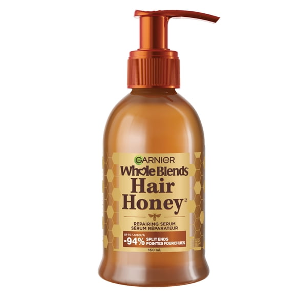 Garnier Whole Blends Honey Treasures Repairing Hair Serum for Dry Damaged Hair, Non-sticky & non-greasy, Smoother hair & split ends reduction