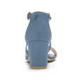 thumbnail image 2 of BLISSFUL STEP Women's Open Toe Cross Strap Mid Block Heel Sandals Haze Blue 5, 2 of 7